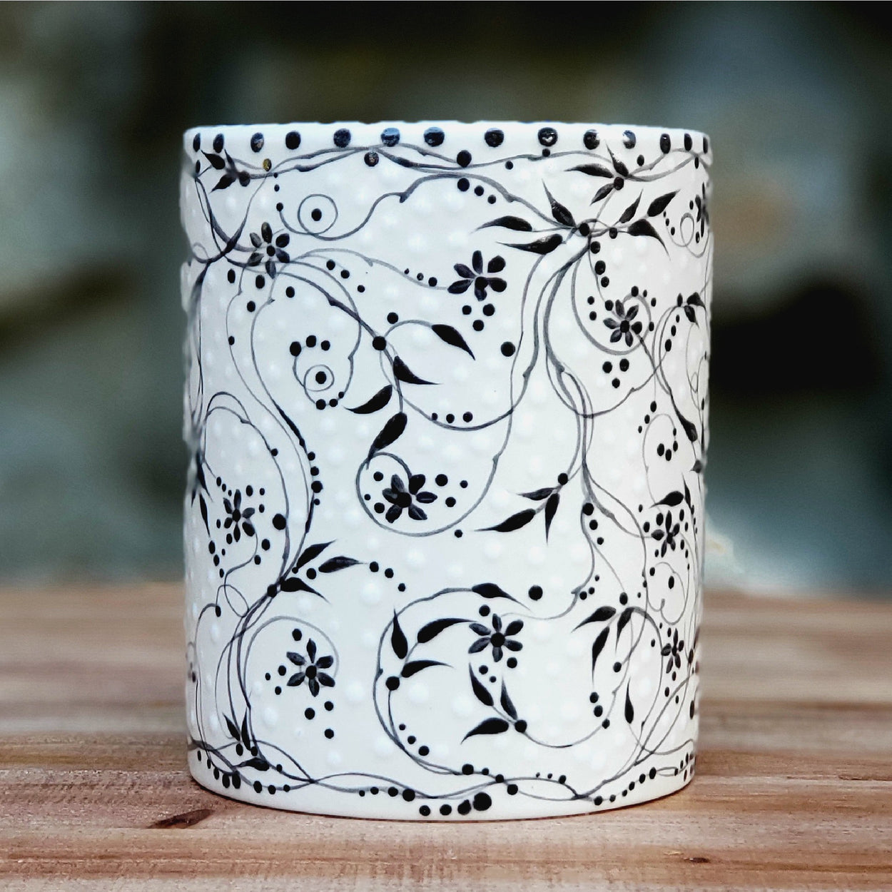 Hand Painted Black and White Mug