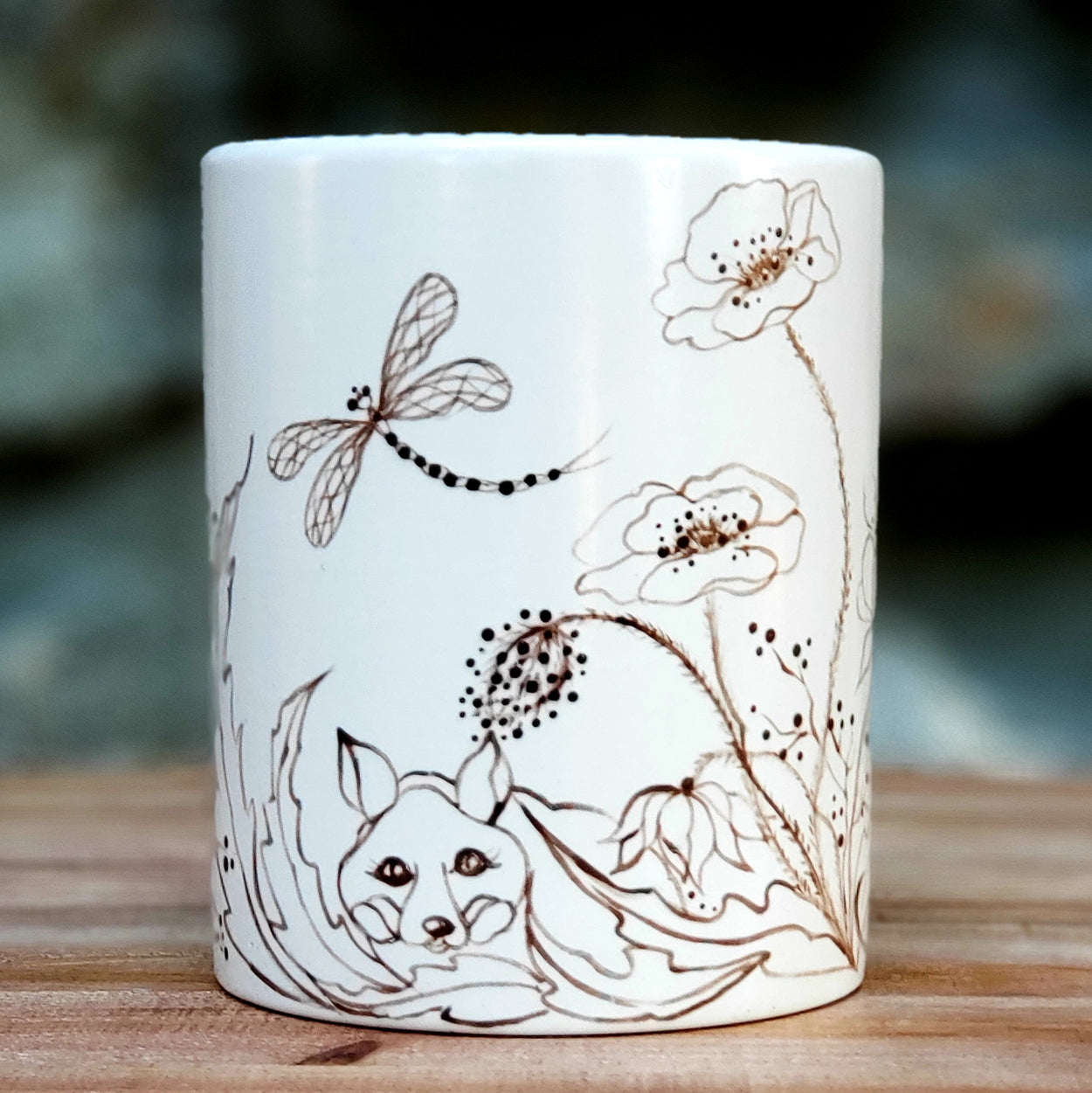 Hand Painted Brown and White Woodland Mug