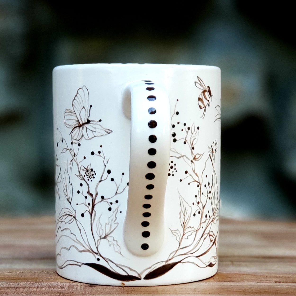 Hand Painted Brown and White Woodland Mug