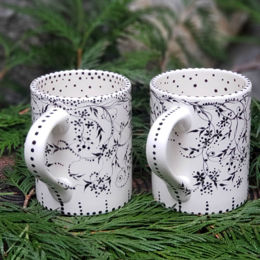 Hand Painted Black and White Mug