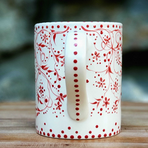 Hand Painted Red and White Mug
