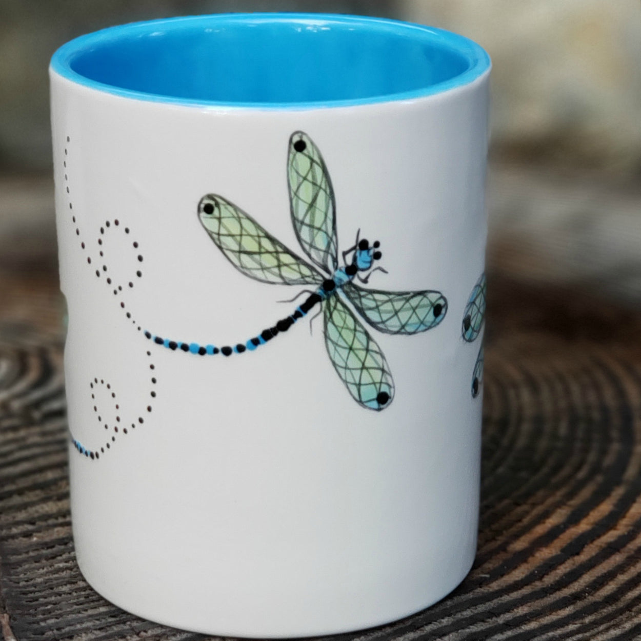 Hand Painted Dragonfly Mug