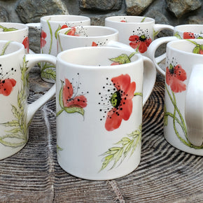 16 oz. mug with beautiful hand painted poppies.