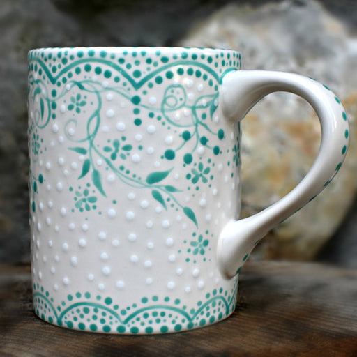 Hand Painted Dotted Swiss Vintage Inspired Mug