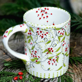 Hand Painted Great Big Red Berry Mug